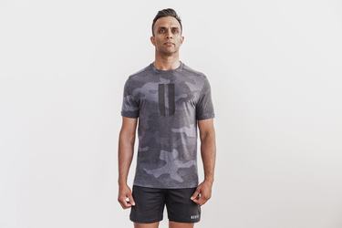 Nobull Horns Men's T Shirts Grey Camo | Australia (UD8564)